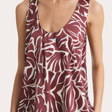 Naya Silk Charmeuse Coral Print Top