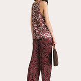 Naya Silk Charmeuse Coral Print Top