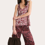 Naya Silk Charmeuse Coral Print Top