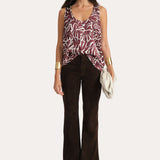Naya Silk Charmeuse Coral Print Top