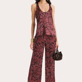 Naya Charmeuse Coral Print Pants
