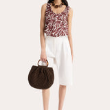 Naya Silk Charmeuse Coral Print Top PRINT TANK-BROWN-WHITE