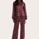Naya Silk Charmeuse Coral Print Blouse
