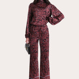 Naya Silk Charmeuse Coral Print Blouse