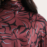 Naya Silk Charmeuse Coral Print Blouse
