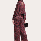 Naya Silk Charmeuse Coral Print Blouse