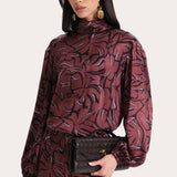Naya Silk Charmeuse Coral Print Blouse