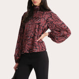 Naya Silk Charmeuse Coral Print Blouse