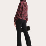 Naya Silk Charmeuse Coral Print Blouse