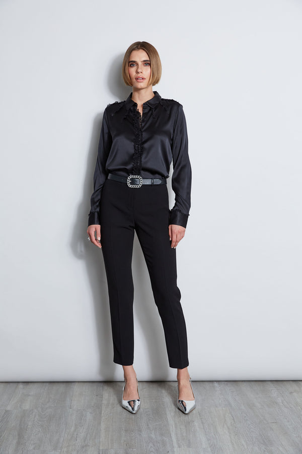 Chiffon Ruffle Silk Satin Shirt