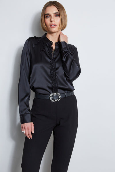 Chiffon Ruffle Silk Satin Shirt Image 1