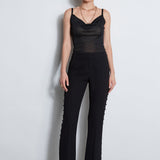 Side Button Crepe Pant