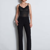 Side Button Crepe Pant