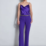 Side Button Crepe Pant
