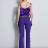 Side Button Crepe Pant