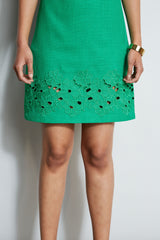 Short Sleeve Embroidered Hem Dress