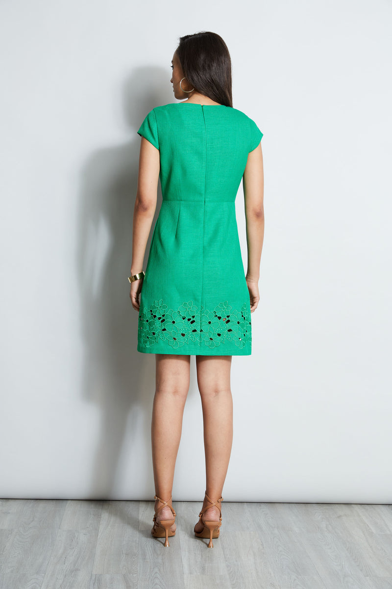 Short Sleeve Embroidered Hem Dress