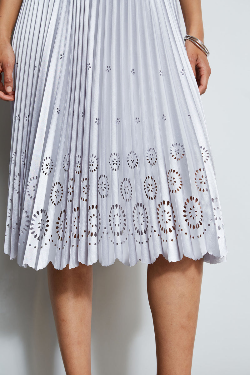 Satin Platinum Pleated Skirt