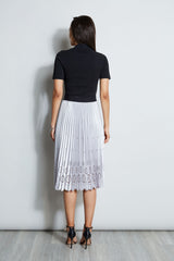 Satin Platinum Pleated Skirt