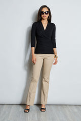 Mock Wrap Ruched Knit