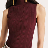 Azura Ribbed Sleeveless Mock Neck