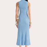 Azura Ribbed Trumpet Mock Neck Dress