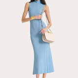 Azura Ribbed Trumpet Mock Neck Dress