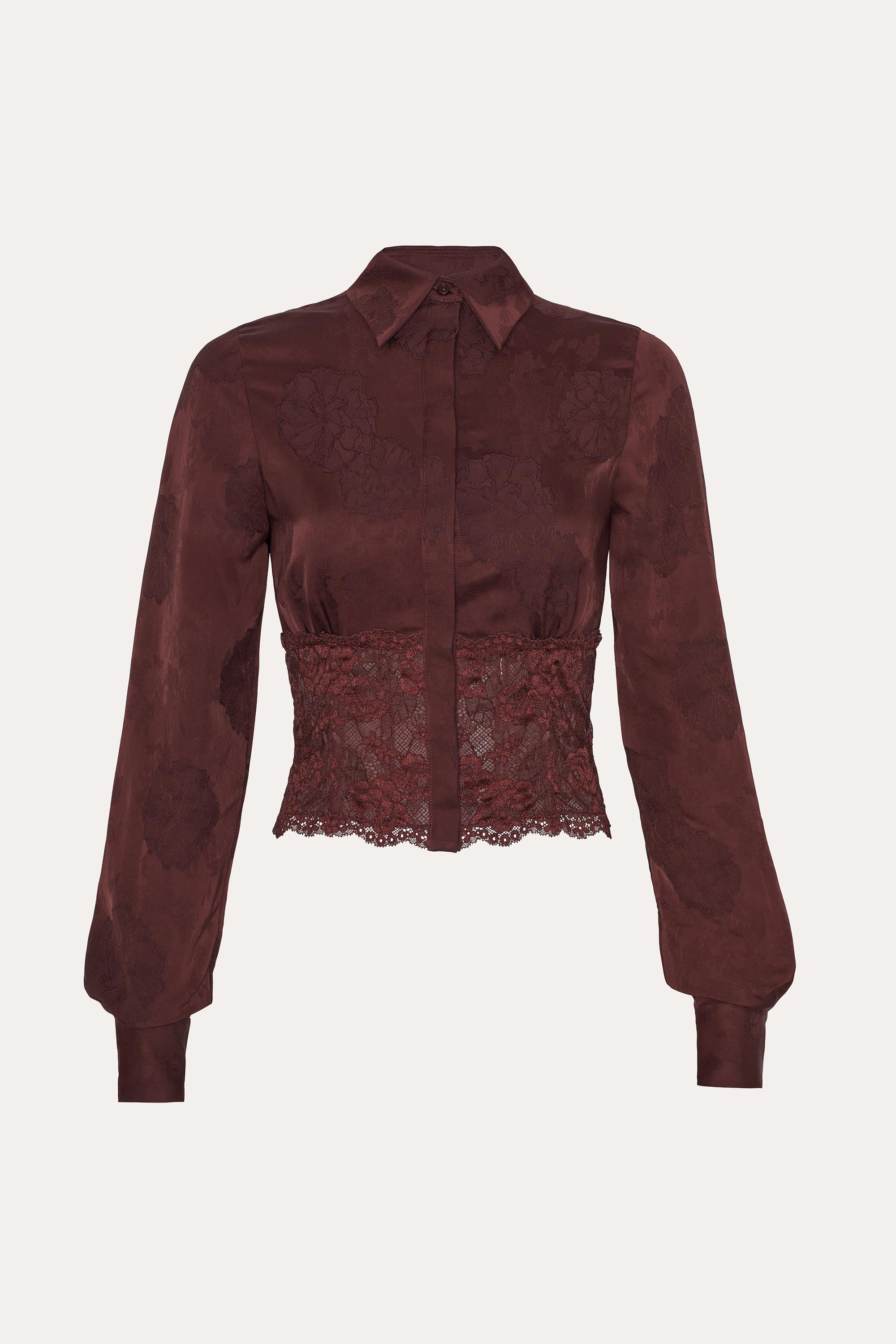 Savannah Satin Jacquard Corset Shirt