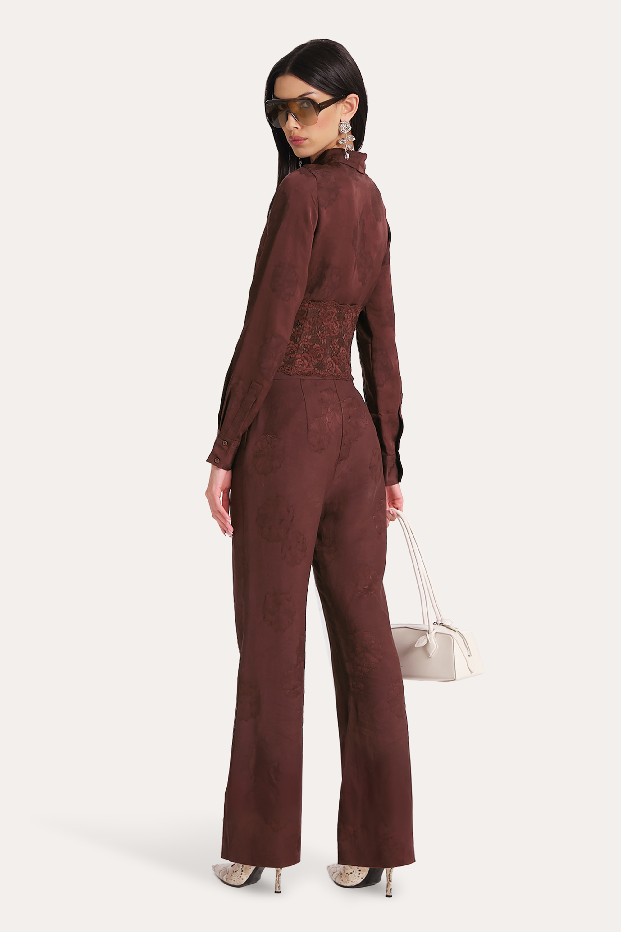 Savannah Satin Jacquard Corset Shirt