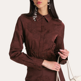 Savannah Satin Jacquard Corset Shirt