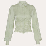Savannah Satin Jacquard Corset Shirt