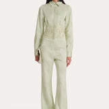 Savannah Satin Jacquard Corset Shirt