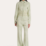 Savannah Satin Jacquard Corset Shirt