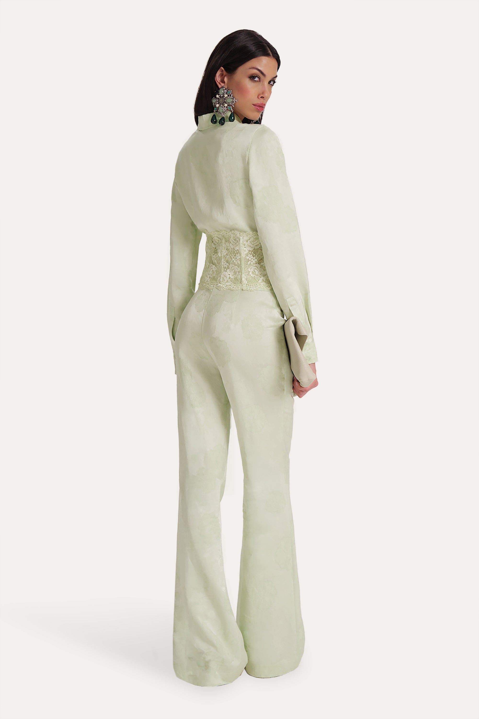 Savannah Satin Jacquard Corset Shirt