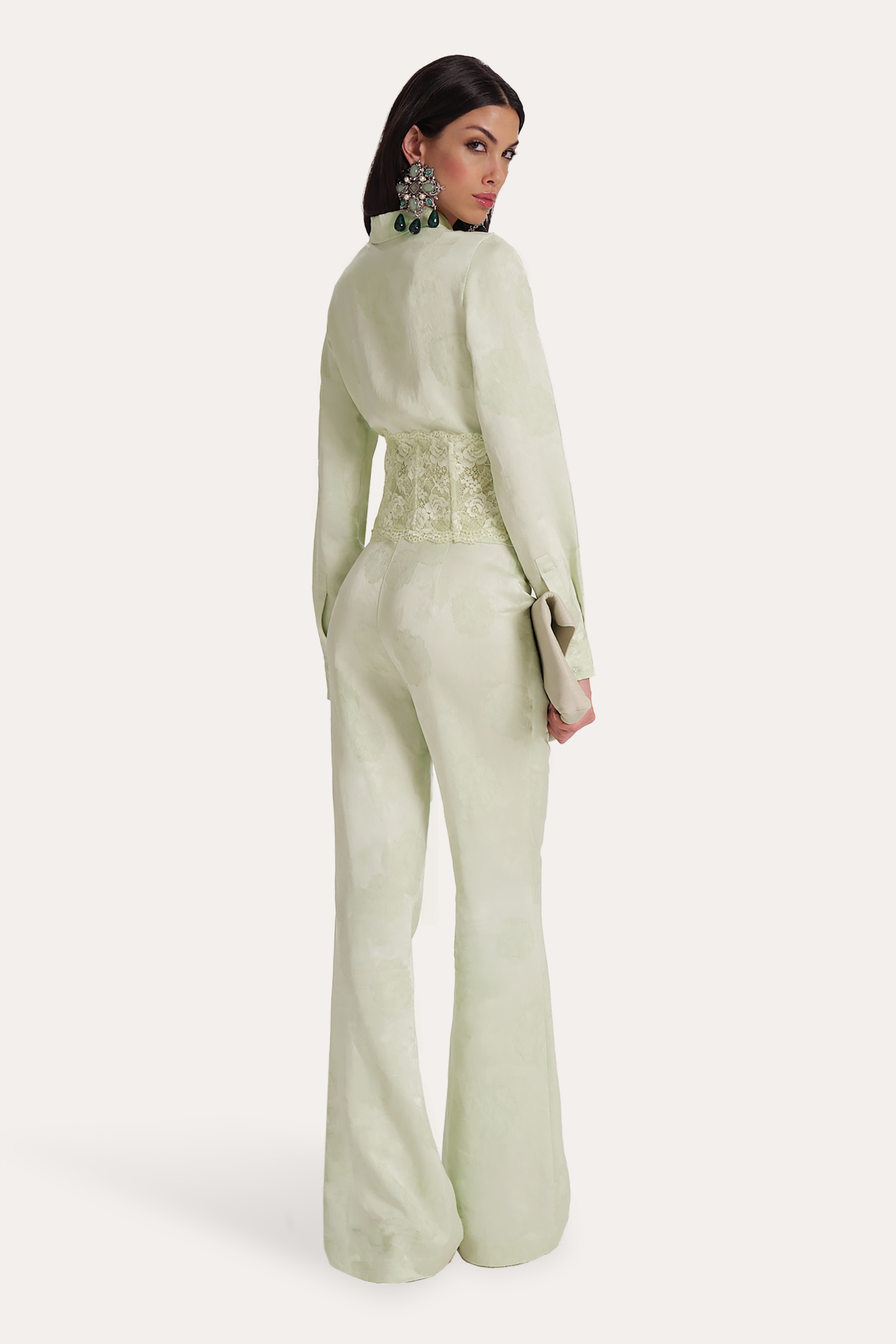 Savannah Satin Jacquard Corset Shirt