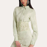 Savannah Satin Jacquard Corset Shirt