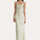 Savannah Lace-Trim Satin Jacquard Dress