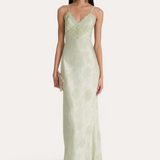 Savannah Lace-Trim Satin Jacquard Dress