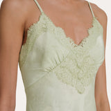 Savannah Lace-Trim Satin Jacquard Dress