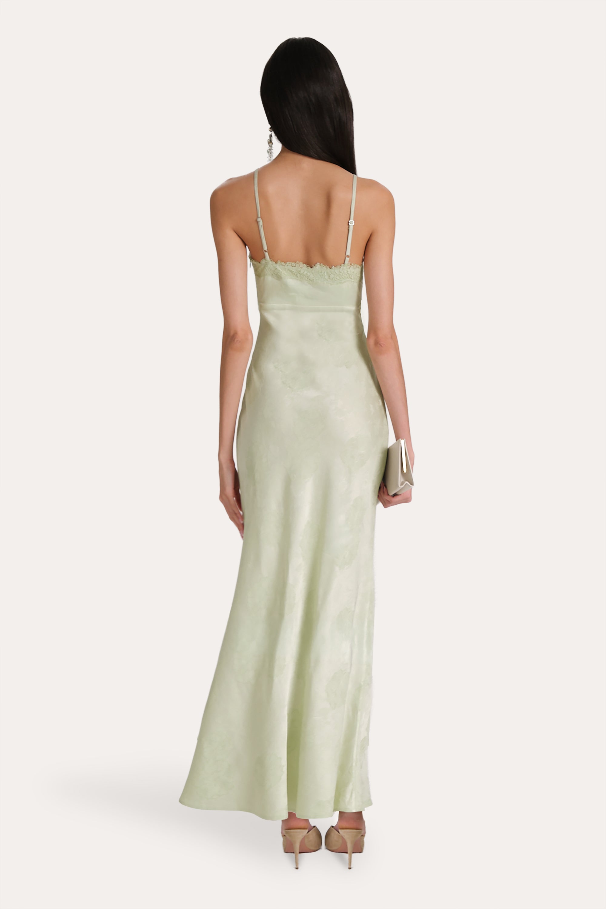Savannah Lace-Trim Satin Jacquard Dress