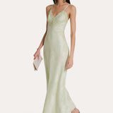 Savannah Lace-Trim Satin Jacquard Dress