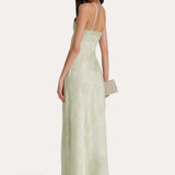 Savannah Lace-Trim Satin Jacquard Dress