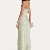 Savannah Lace-Trim Satin Jacquard Dress