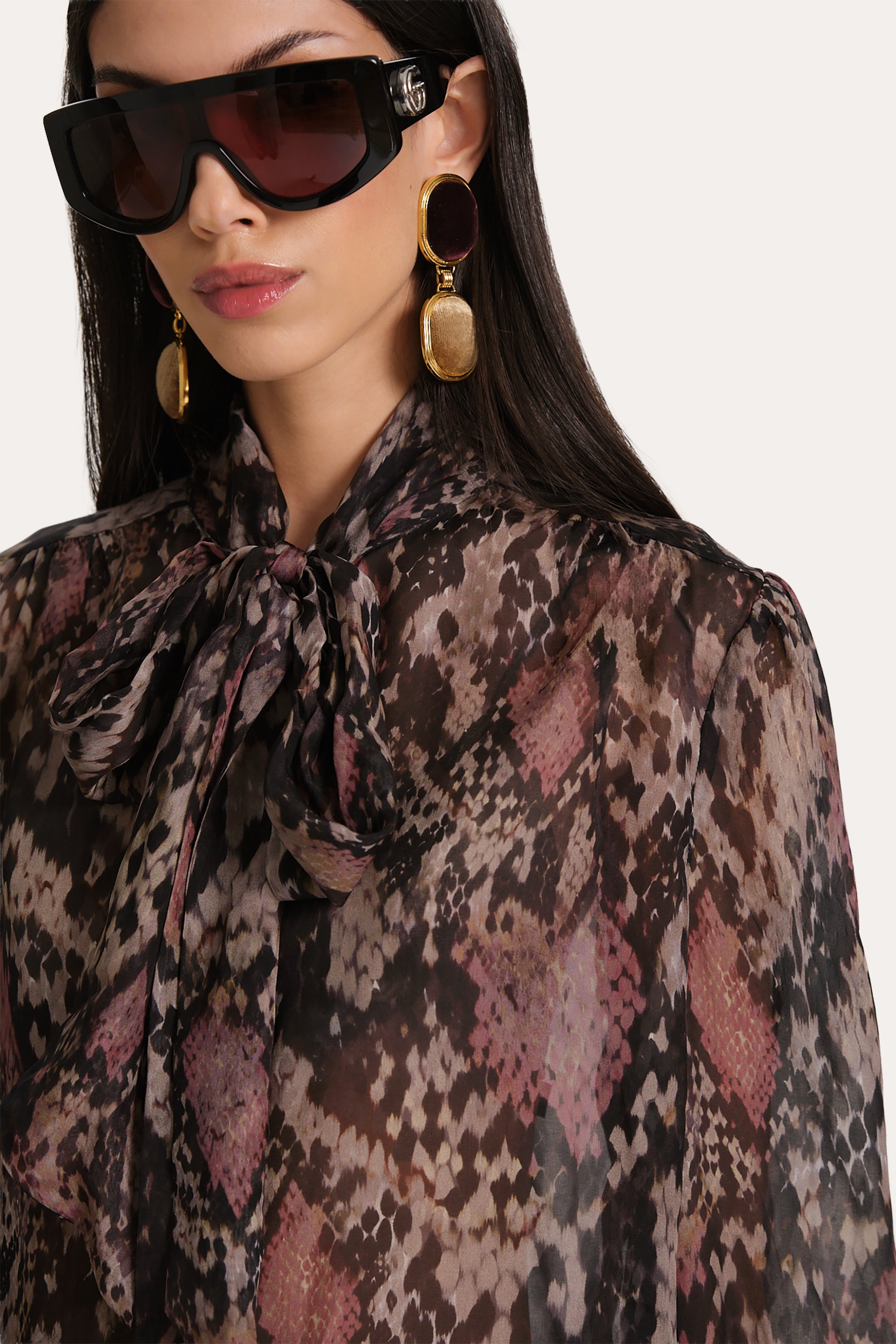 Melani Silk Chiffon Bow Blouse
