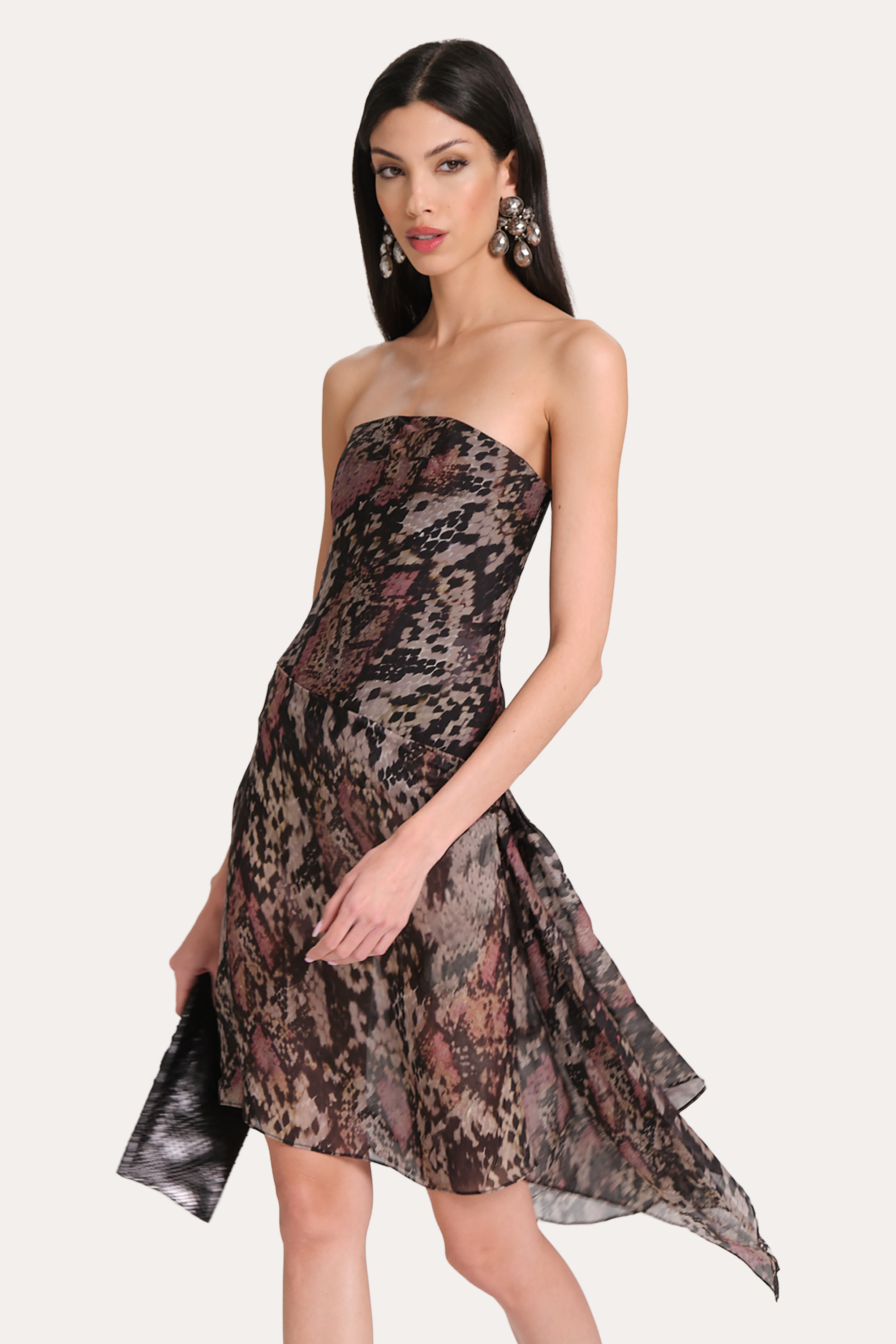 Melani Silk Chiffon Bustier Dress