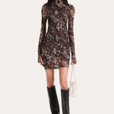 Melani Ruched Mesh Mini Dress
