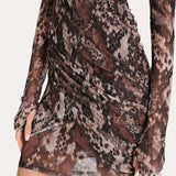 Melani Ruched Mesh Mini Dress