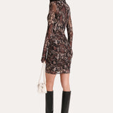 Melani Ruched Mesh Mini Dress