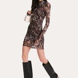 Melani Ruched Mesh Mini Dress