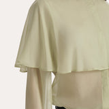 Sage Silk Chiffon Cape Blouse